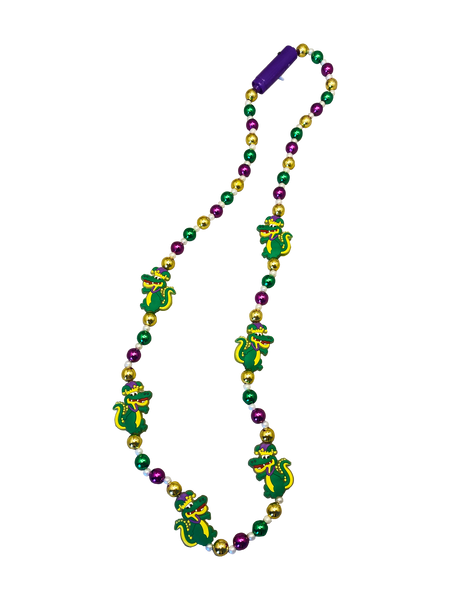 Mardi Gras Beads - 6 Light up Mardi Gras Alligator with crowns