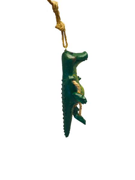 Sculpted Glass Dangly Gator and Twine Ornament