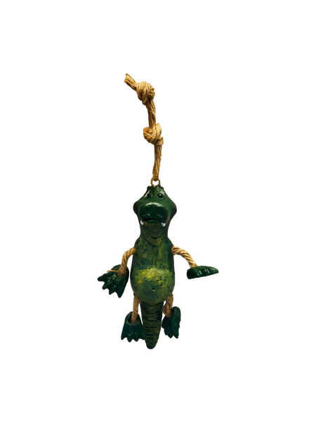 Sculpted Glass Dangly Gator and Twine Ornament