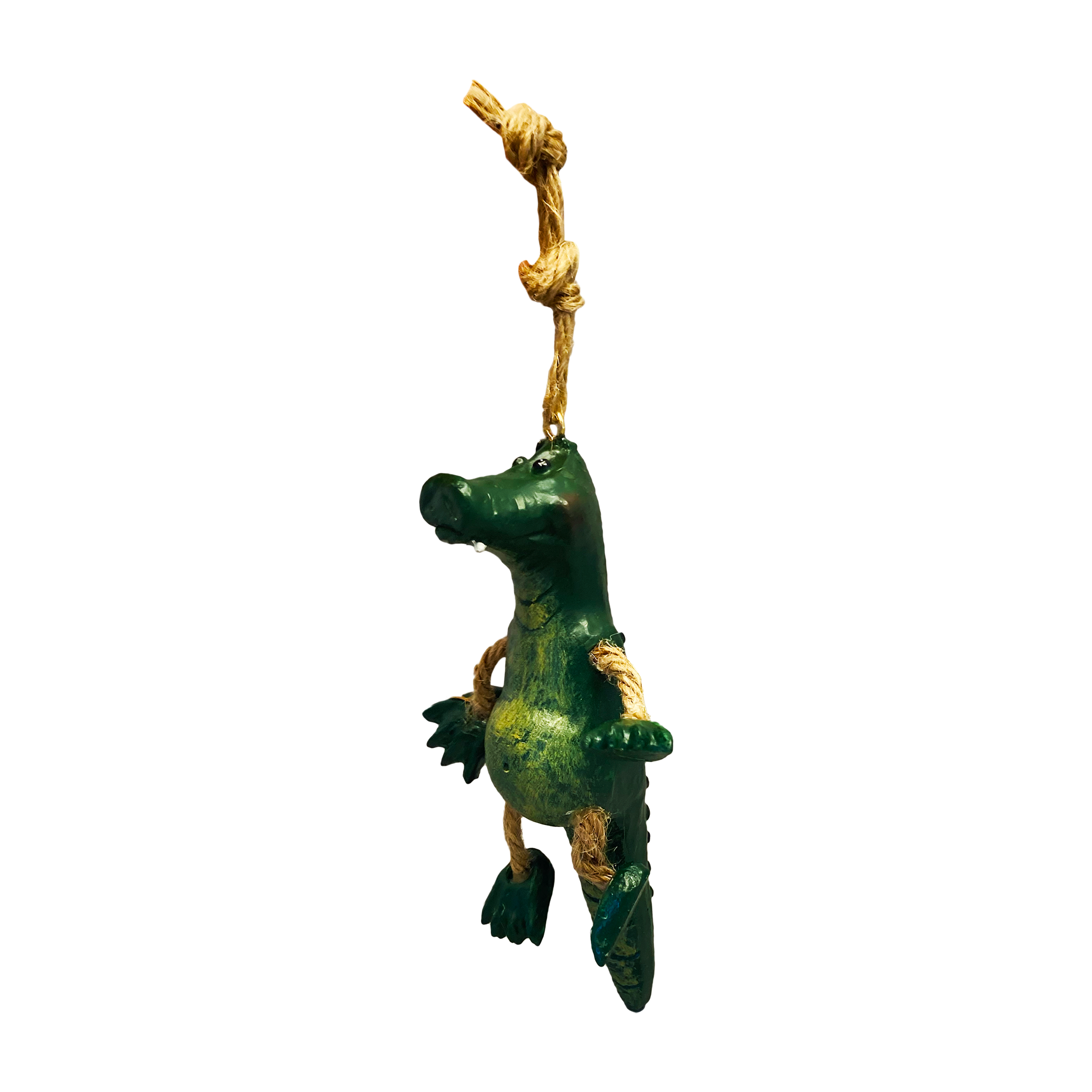 Sculpted Glass Dangly Gator and Twine Ornament