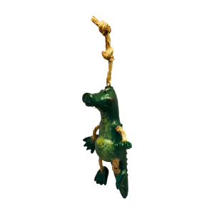 Sculpted Glass Dangly Gator and Twine Ornament