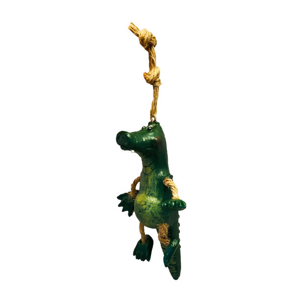 Sculpted Glass Dangly Gator and Twine Ornament