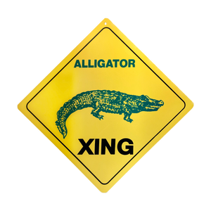 Alligator X-Ing Sign - yellow pvc plastic
