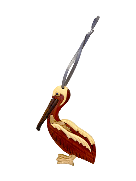 Wonderful Exotic Wood Pelican Ornament