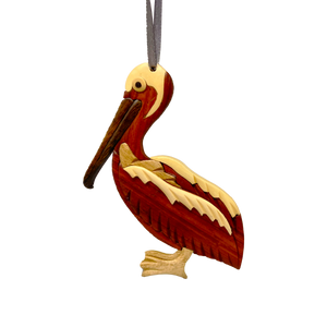 Wonderful Exotic Wood Pelican Ornament