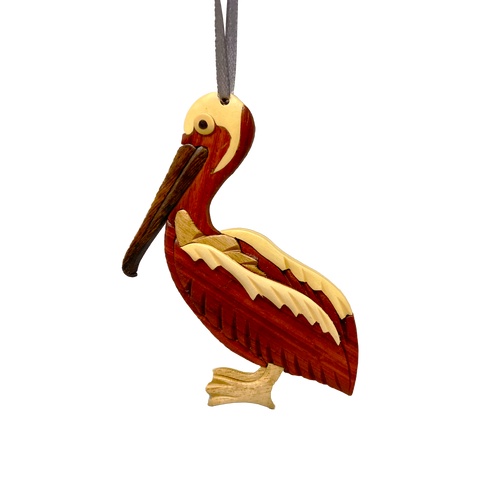 Wonderful Exotic Wood Pelican Ornament