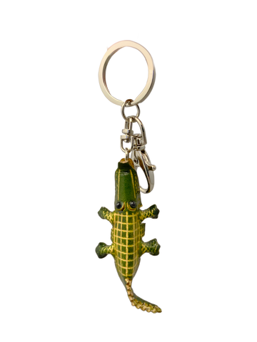 Leather Keychain and Clip - Vertical Gator
