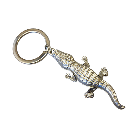 Silver Metallic Alligator Keyring with Wiggly Legs