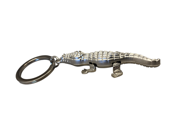 Silver Metallic Alligator Keyring with Wiggly Legs