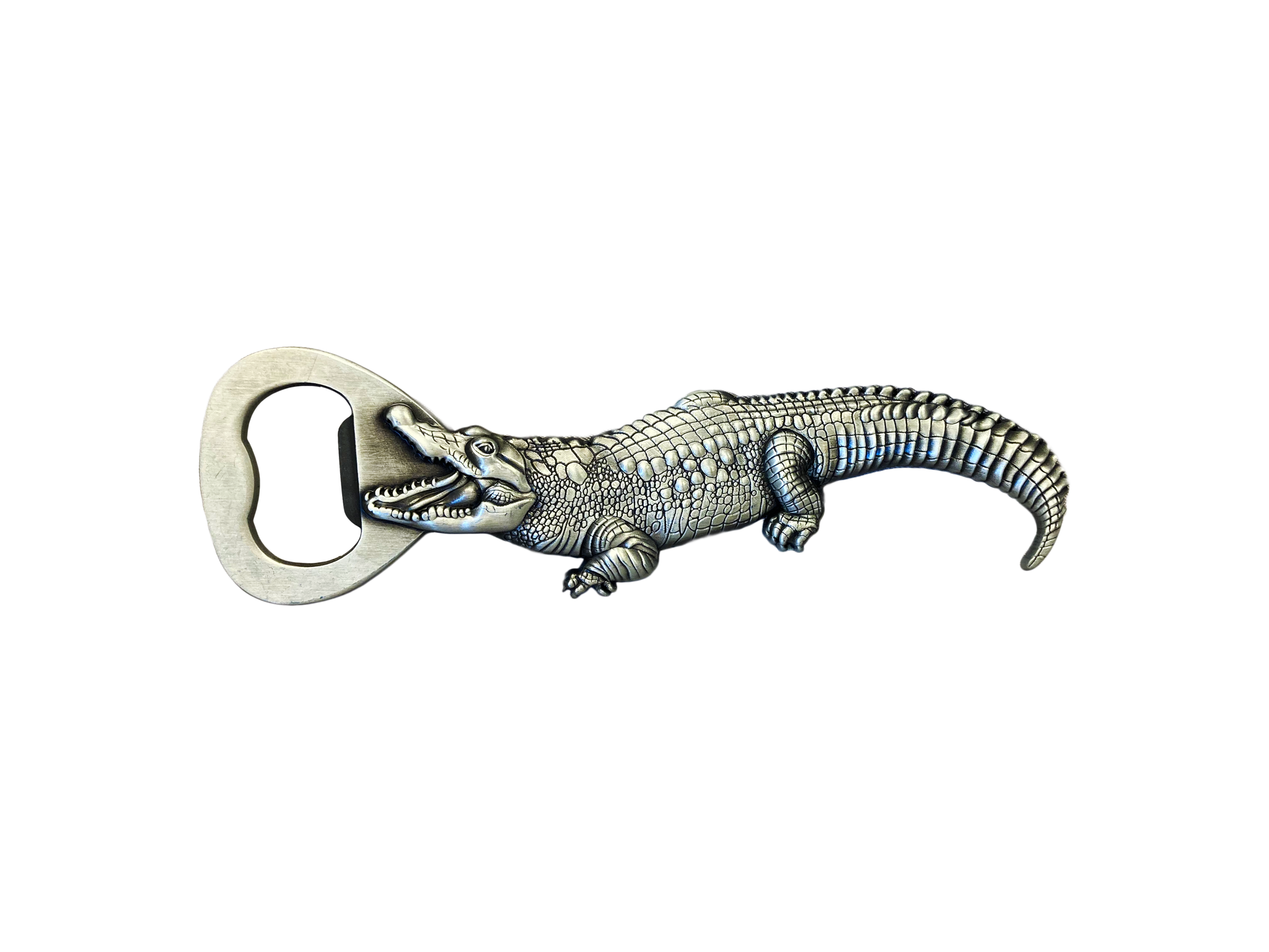 Pewter-tone Gator-shaped Bottle-opener Magnet