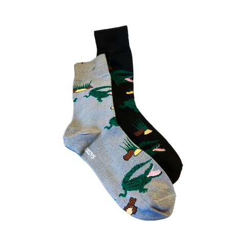 Gray or Black Socks with Lively Green Gators