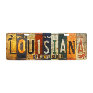 Louisiana Patchwork Metal License Sign