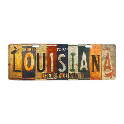 Louisiana Patchwork Metal License Sign
