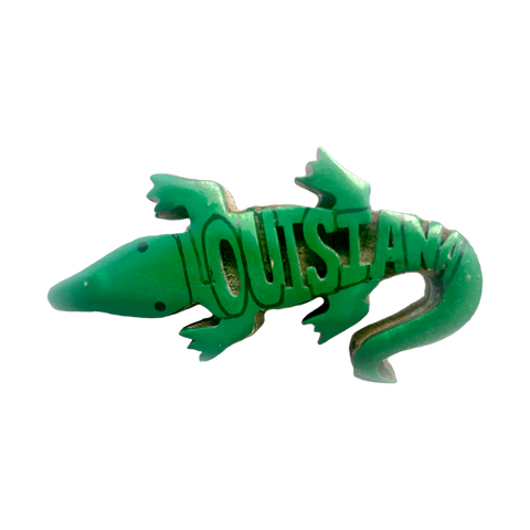 Green Wooden Louisiana Alligator Magnet