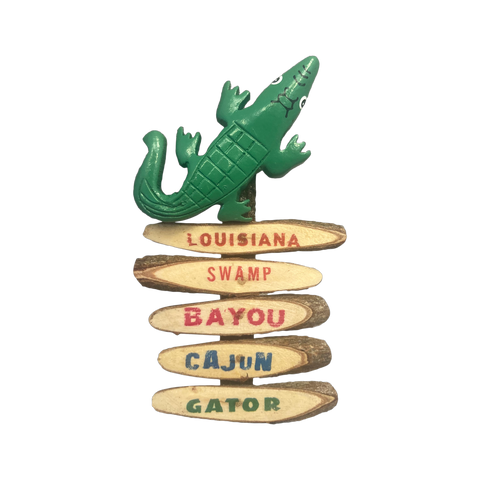 Louisiana Wooden Gator Sign Post Magnet