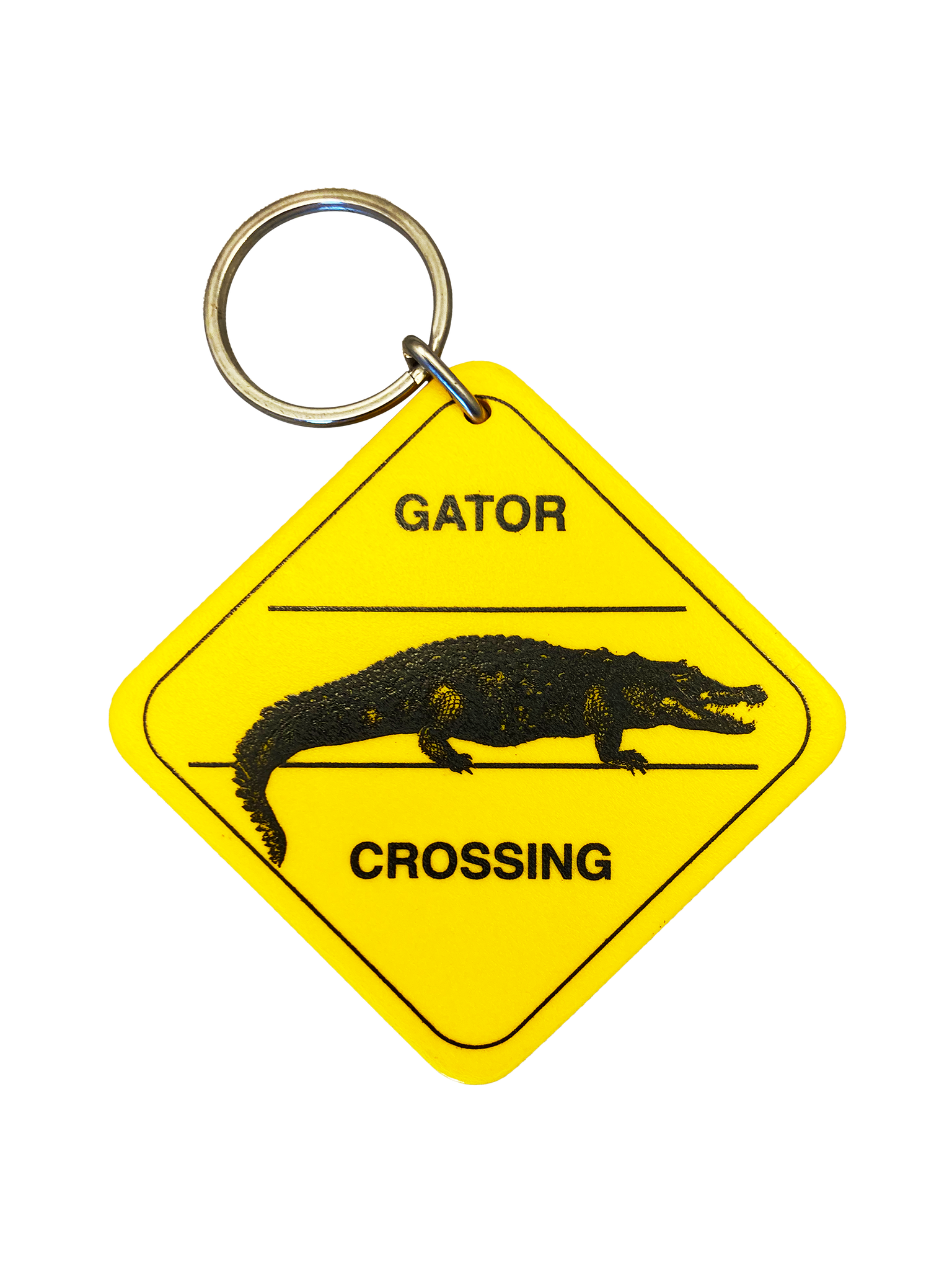 2 1/2” Yellow Gator Crossing Keyring