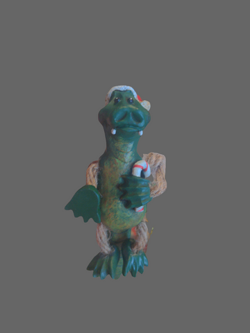 Sculpted Gator with Santa Hat and Candy Cane
