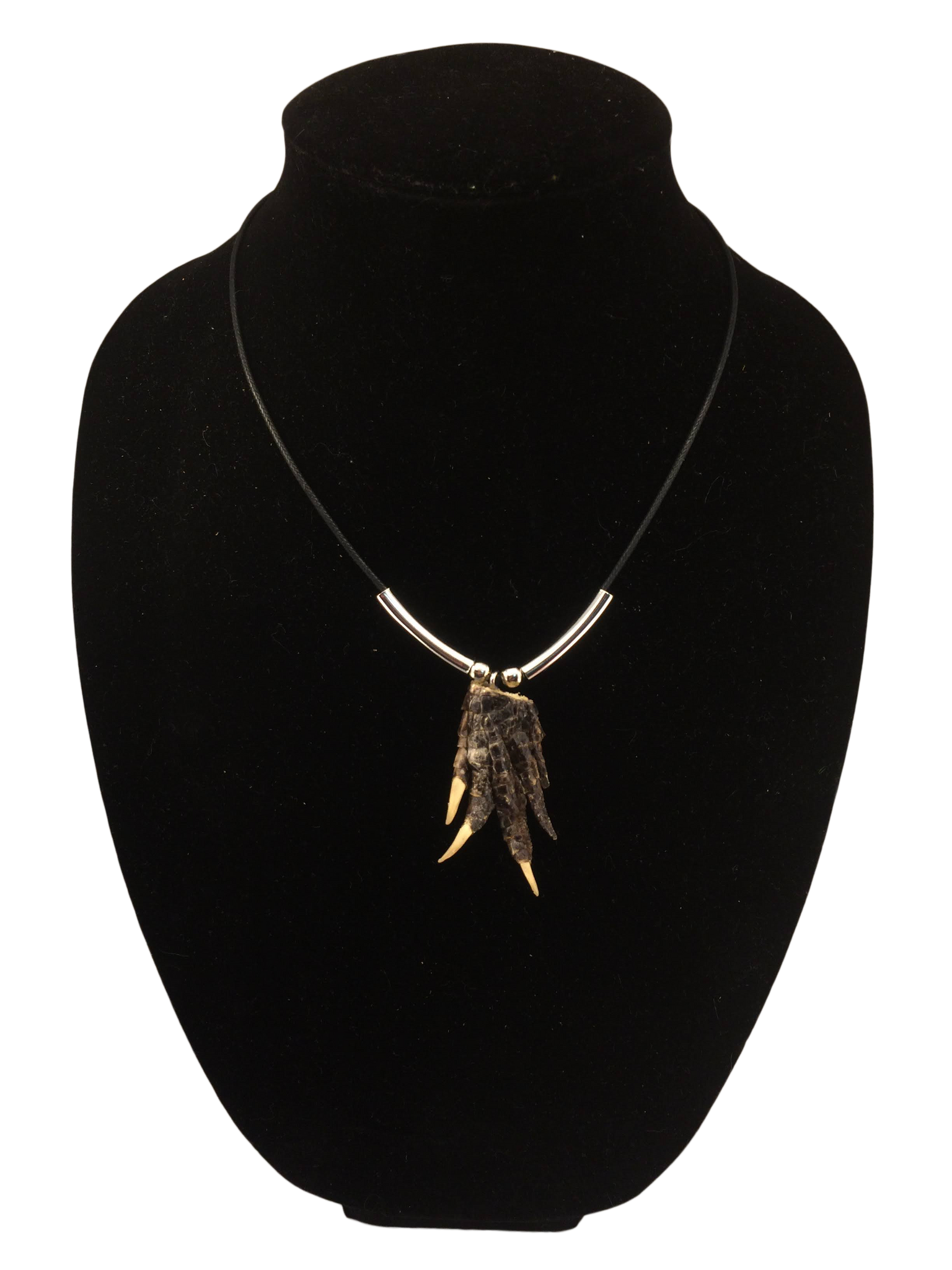 Fancy Alligator Foot Necklace with beads.