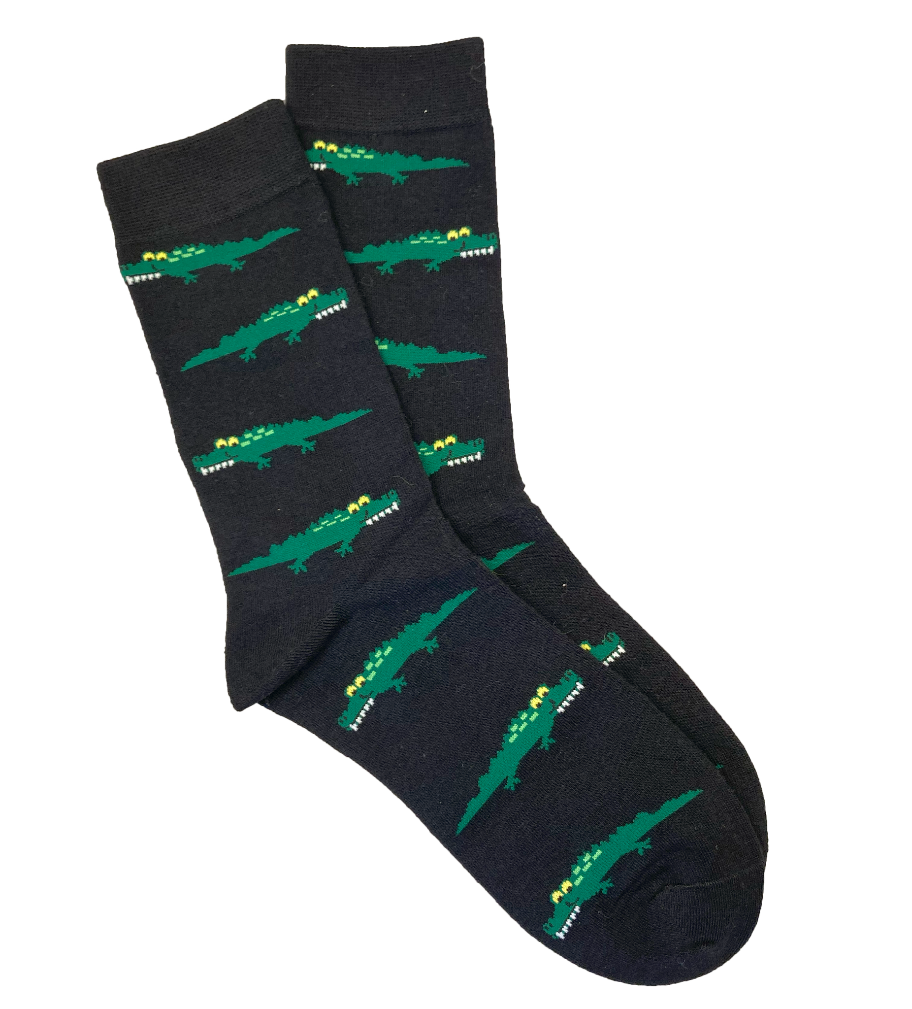 Black Adult Sock With Green Gator