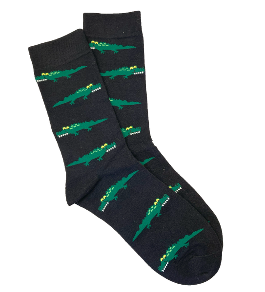 Black Adult Sock With Green Gator