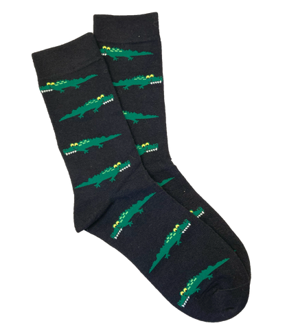 Black Adult Sock With Green Gator