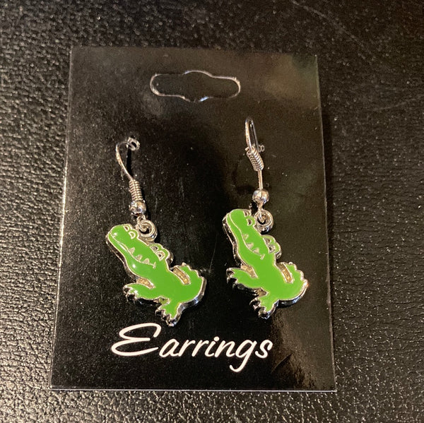 Cute Green Alligator Earrings