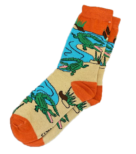 Purple or Orange Women's Socks with Lively Green Gators