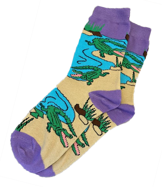 Purple or Orange Women's Socks with Lively Green Gators