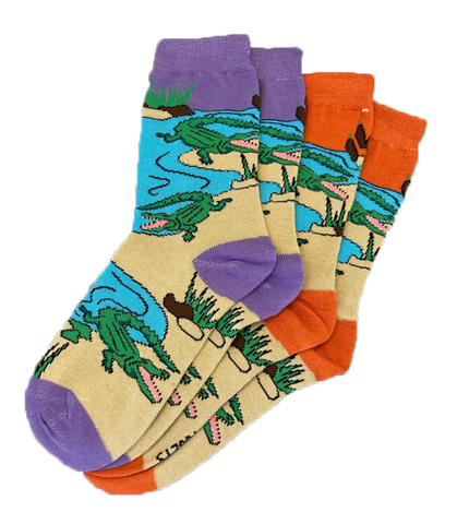 Purple or Orange Women's Socks with Lively Green Gators