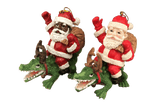 Santa Riding Alligator Ornament
