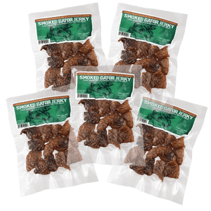 Premium Jerky Pack -  5 packs 100% Hickory Smoked Alligator Tenderloin Tail Meat