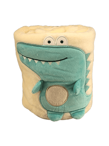 beige soft fold-up blanket with alligator
