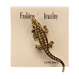 striped sequined alligator pin
