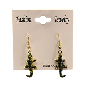 green alligator charm earrings