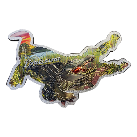 Gator Shaped Magnet with Colorful Reflective Foil