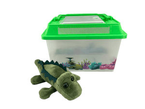 small kids aquarium and tiny plush gator