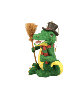 alligator top hat broom ornament