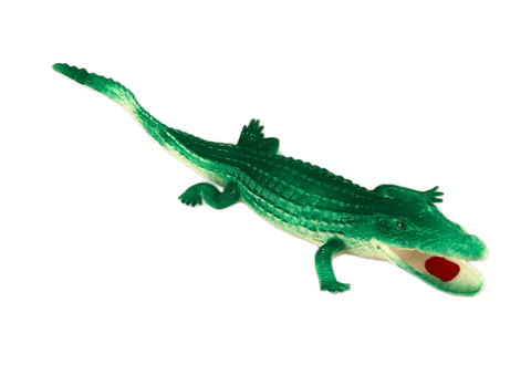 bright green plastic alligator