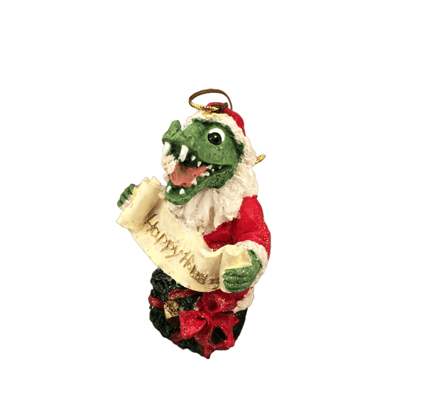 santa alligator ornament happy holidays sign