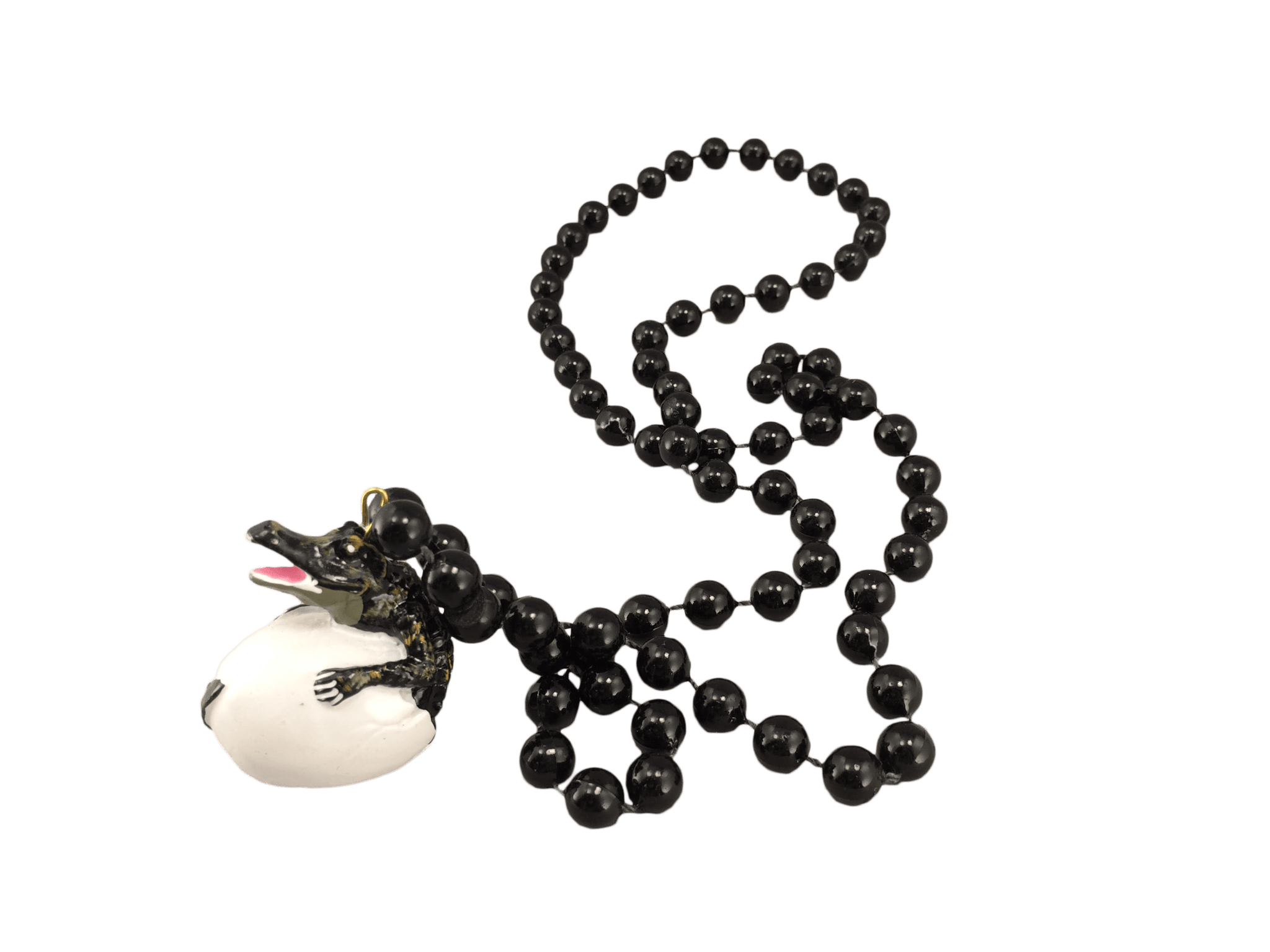 Hatching gator figurine black plastic beads
