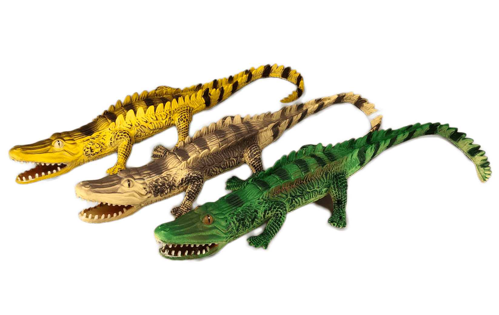 plastic alligator toy green beige yellow